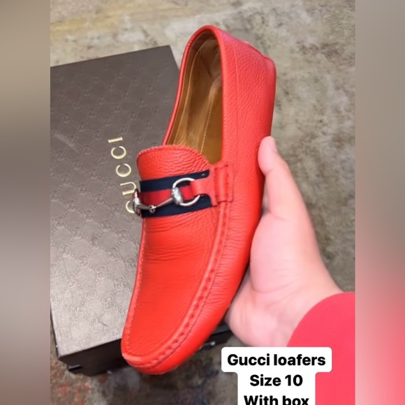 Men's Red Gucci Driving Loafers - Picture 1 of 1